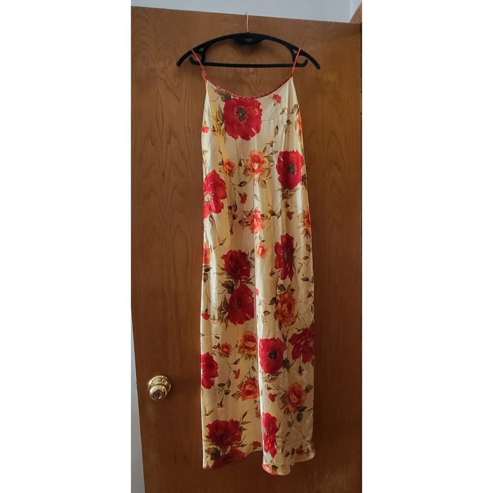 Vintage Y2K Floral Slip Strappy Tie Slip Dress Delicates Romantic 2000s EUC S